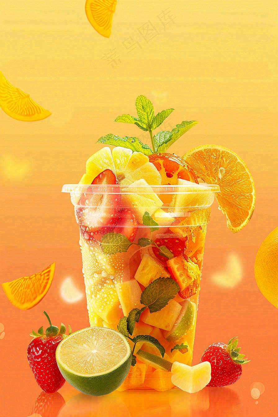 夏日饮品饮料清凉背景