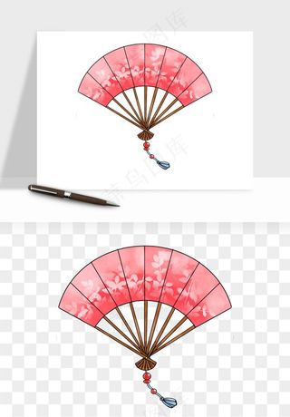 古风扇子元素png免抠