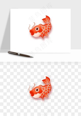 锦鲤鱼手绘水墨png免抠