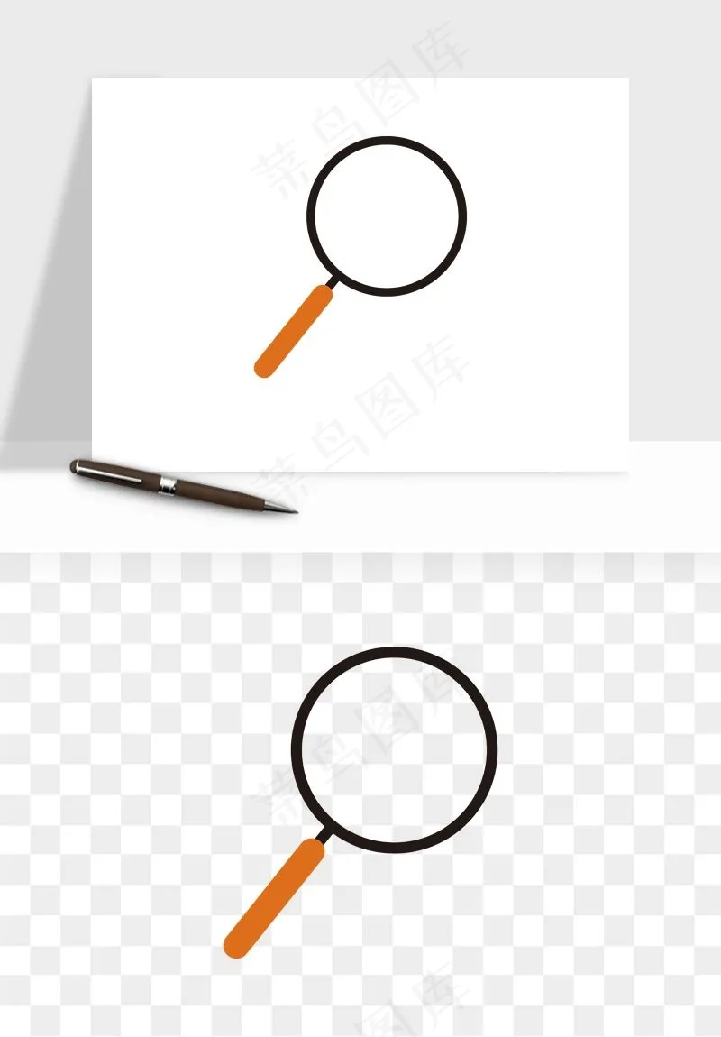 手绘放大镜镜片png免抠