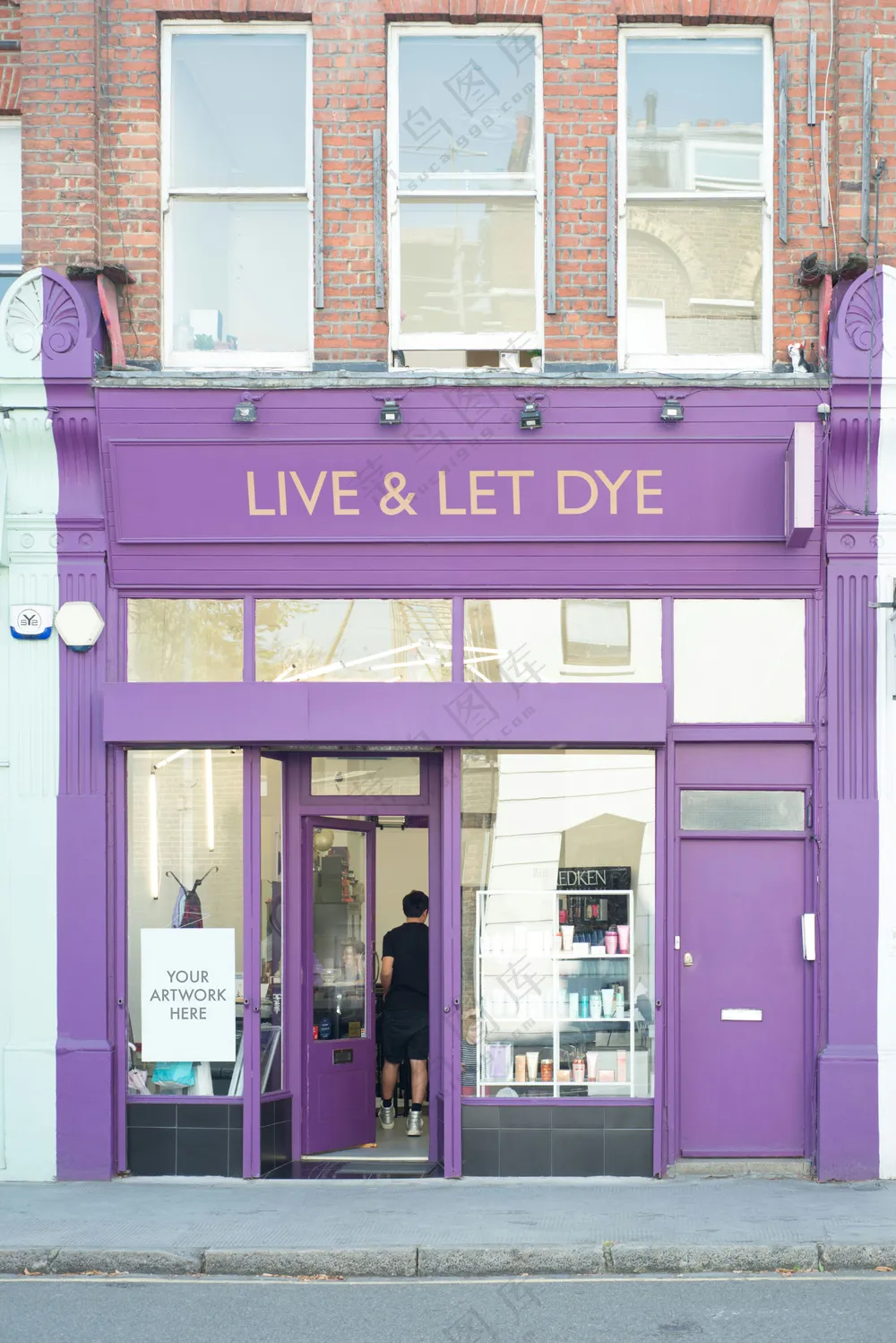 咖啡店铺招牌样机户外门头log标志模板-13