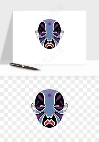 手绘戏剧脸谱卡通面具png免抠