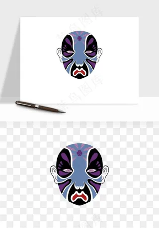 手绘戏剧脸谱卡通面具png免抠