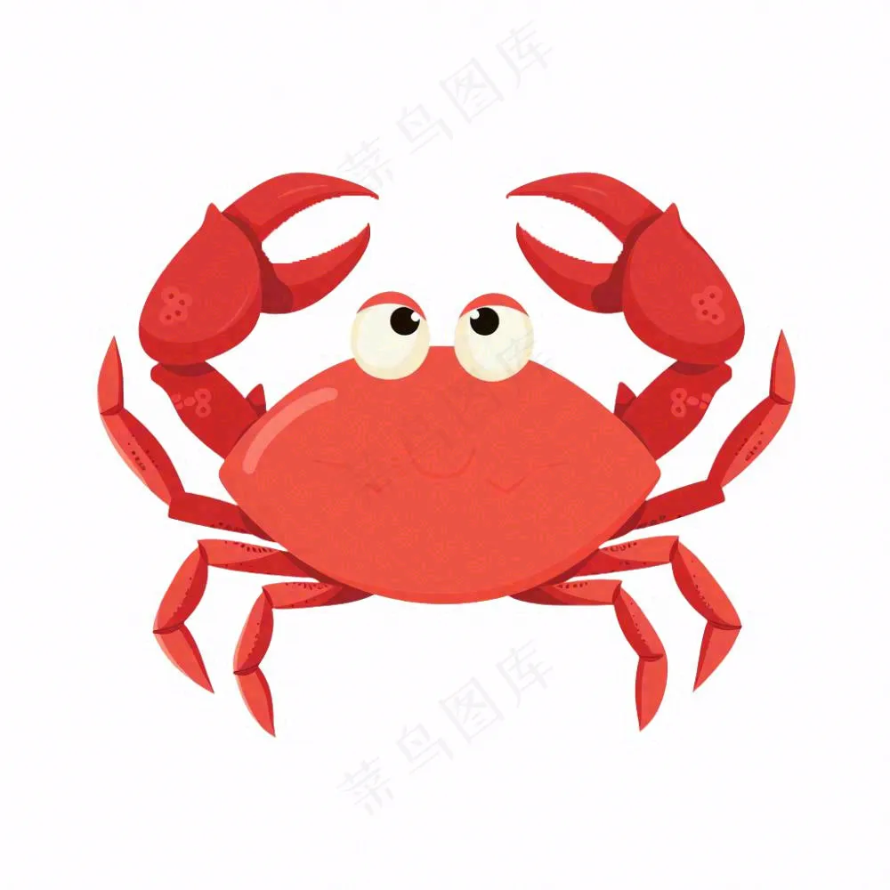 螃蟹海洋动物卡通插画免抠