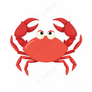 螃蟹海洋动物卡通插画免抠