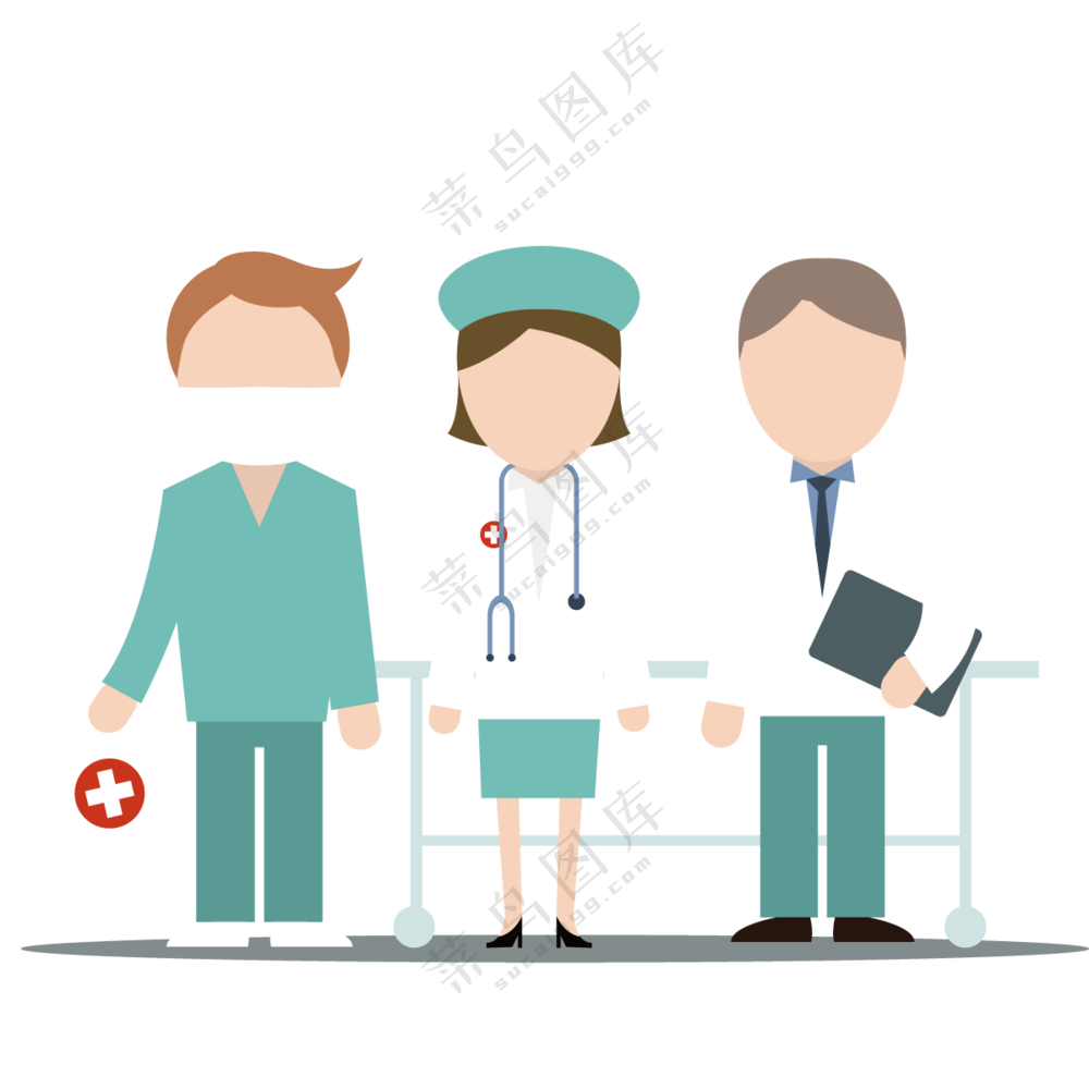 推车前的医生人物插画创意免抠图片