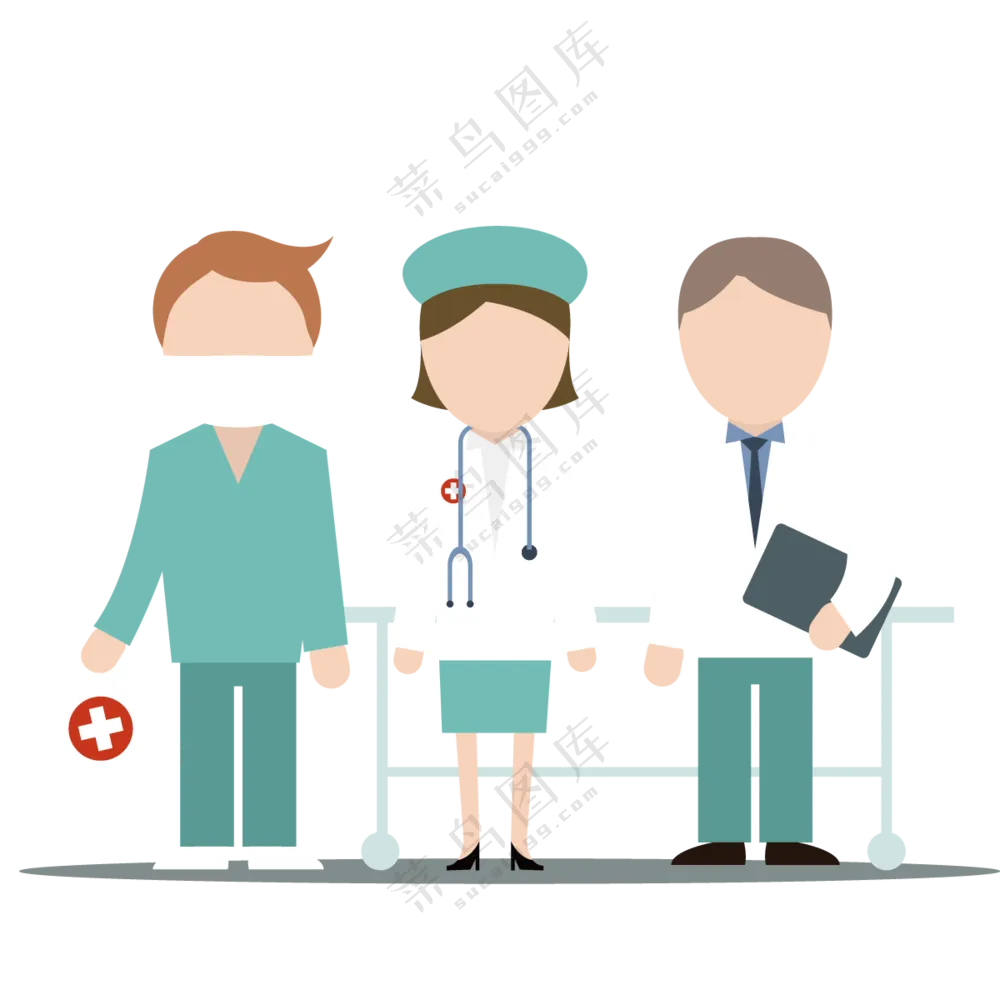 推车前的医生人物插画创意免抠图片