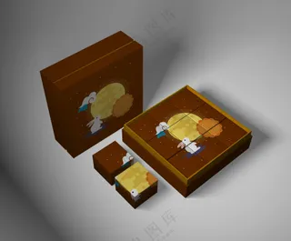 中式传统中秋节月饼礼盒包装psd样机030