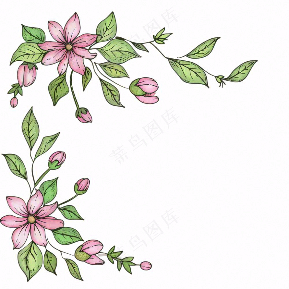 花边边框植物小清新卡通插画免抠