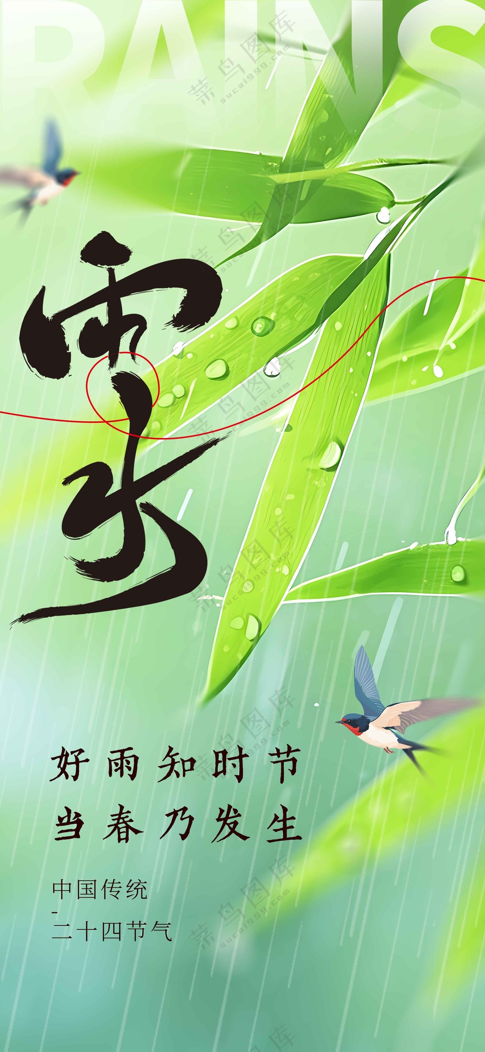 雨水节气传统海报