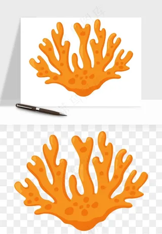 卡通珊瑚海底植物png免抠