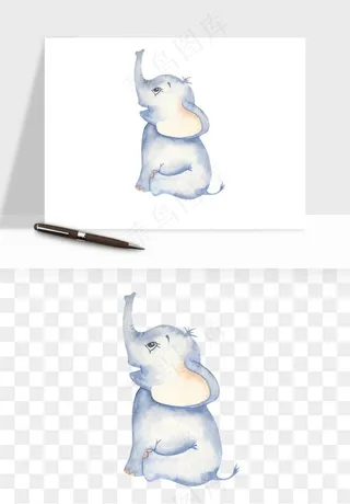 手绘大象小象png免抠