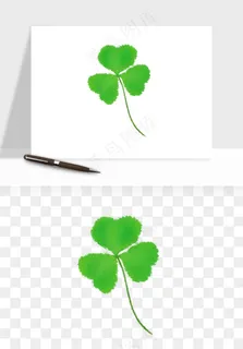 手绘四叶草幸运植物png免抠