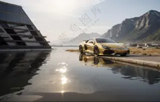 跑车 汽车  高档  山野山川  河流  摄影  空旷