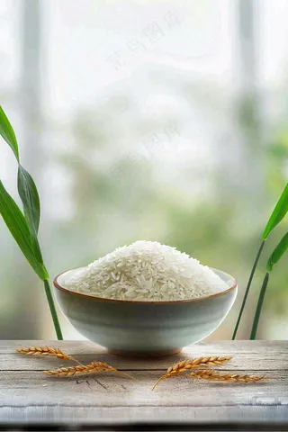 桌子上的米饭碗粮食珍惜粮食世界粮食日摄影图