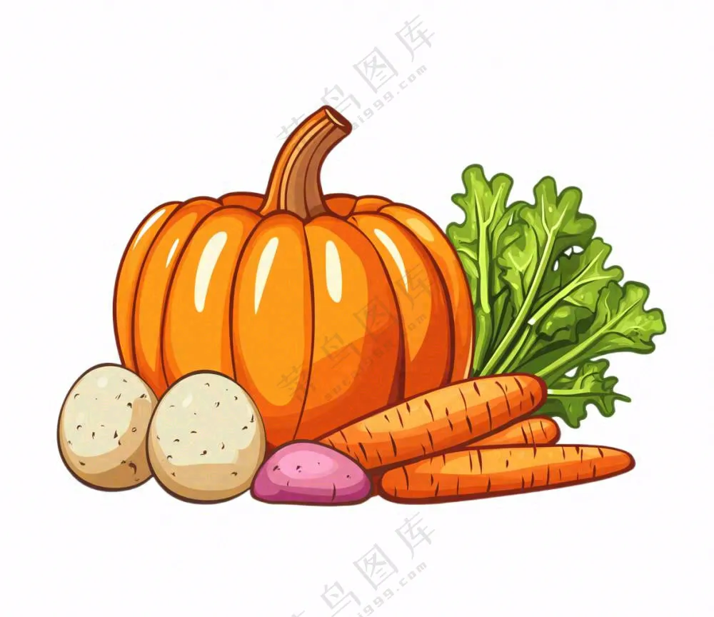 蔬菜南瓜青菜插画免抠