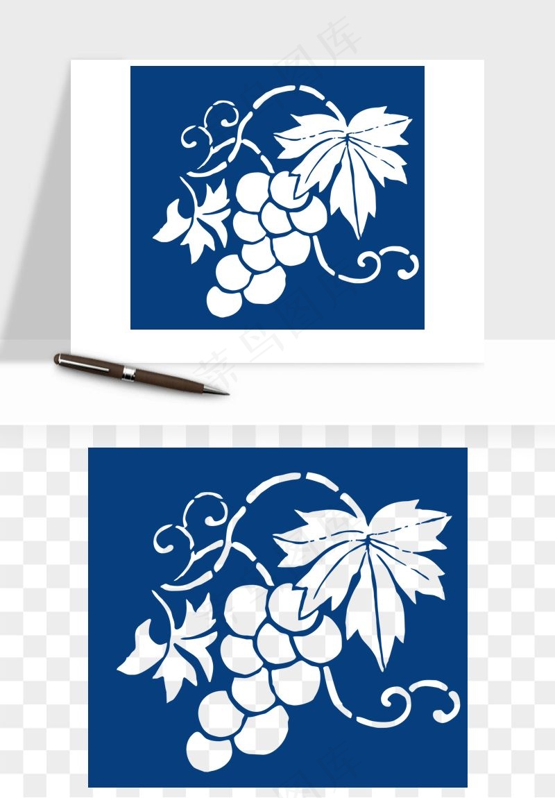 青花瓷花纹花卉图案png免抠