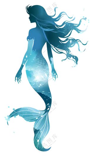 美丽的美人鱼剪影