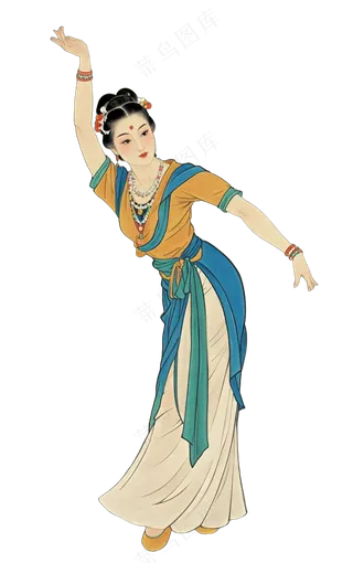免抠国风工笔画舞蹈仕女人物