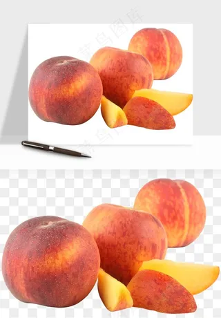 桃子油桃黄桃水果png免抠