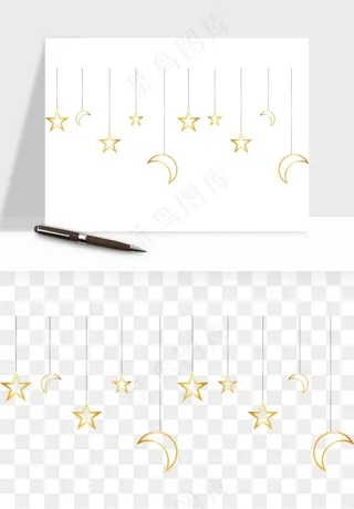 卡通星星月亮挂饰吊坠png免抠