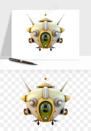 立体飞碟UFO外星人飞船png免抠
