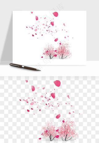 手绘樱花树png免抠