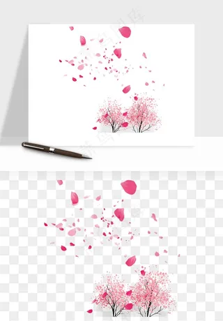 手绘樱花树png免抠