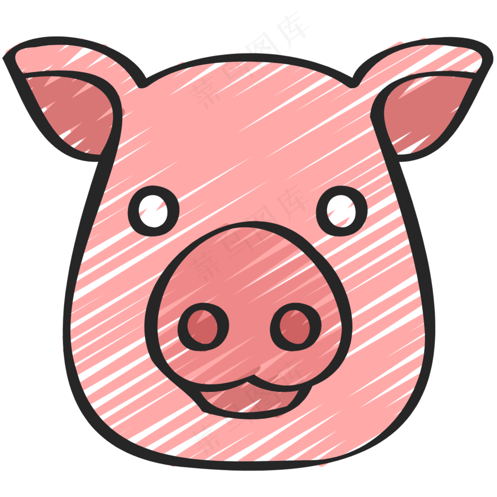 粉色猪猪 铅笔手绘图标icon