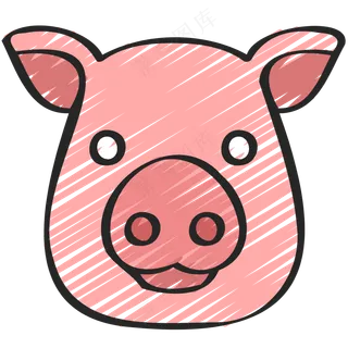 粉色猪猪 铅笔手绘图标icon