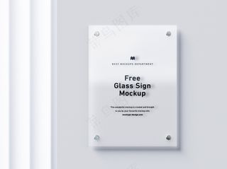 白色时尚风透明亚克力广告牌样机