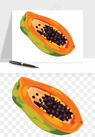 木瓜水果png免抠
