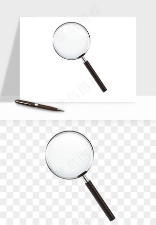 手绘放大镜镜片png免抠