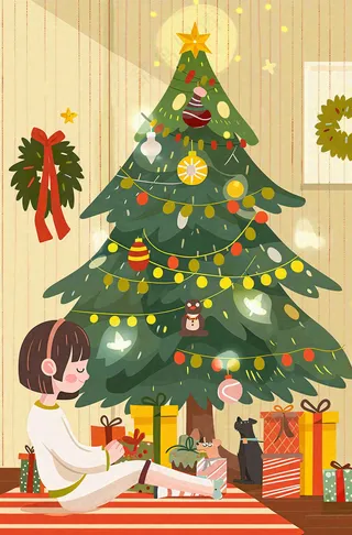 圣诞节卡通插画背景