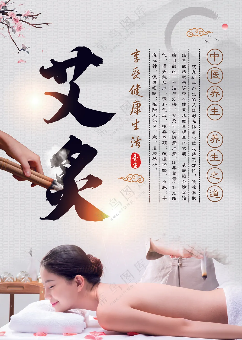养生理疗艾炙广告画