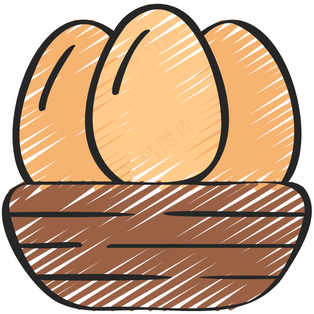 鸟巢+鸟蛋 铅笔手绘图标icon