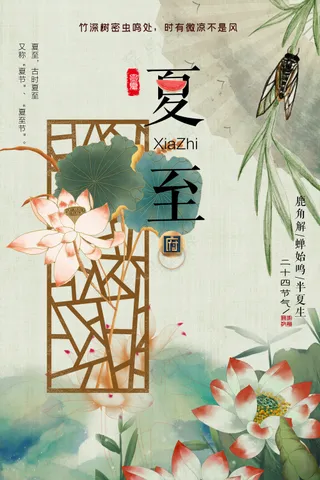 夏至新中式国学禅意节气海报