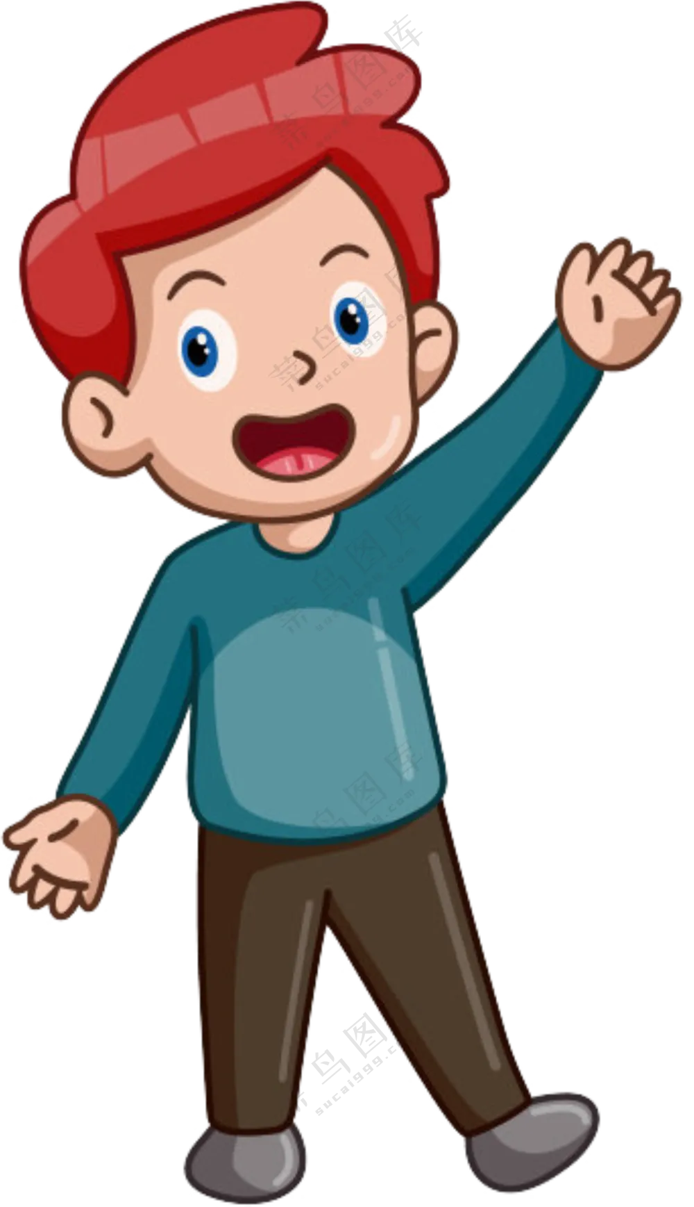 在挥手的礼貌男孩免抠图片