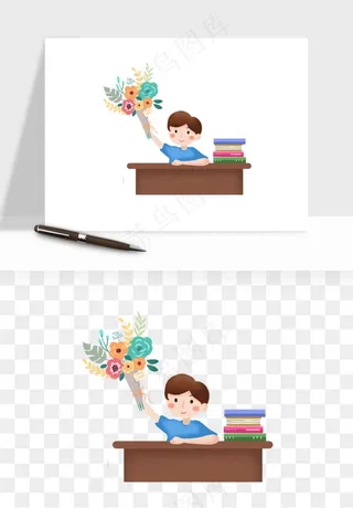 手绘教师节老师学生png免抠