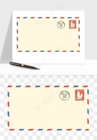 复古明信片信封png免抠