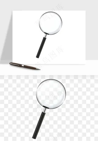 手绘放大镜镜片png免抠