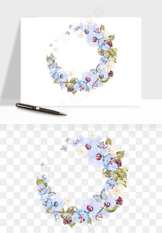 水彩复古花卉png免抠