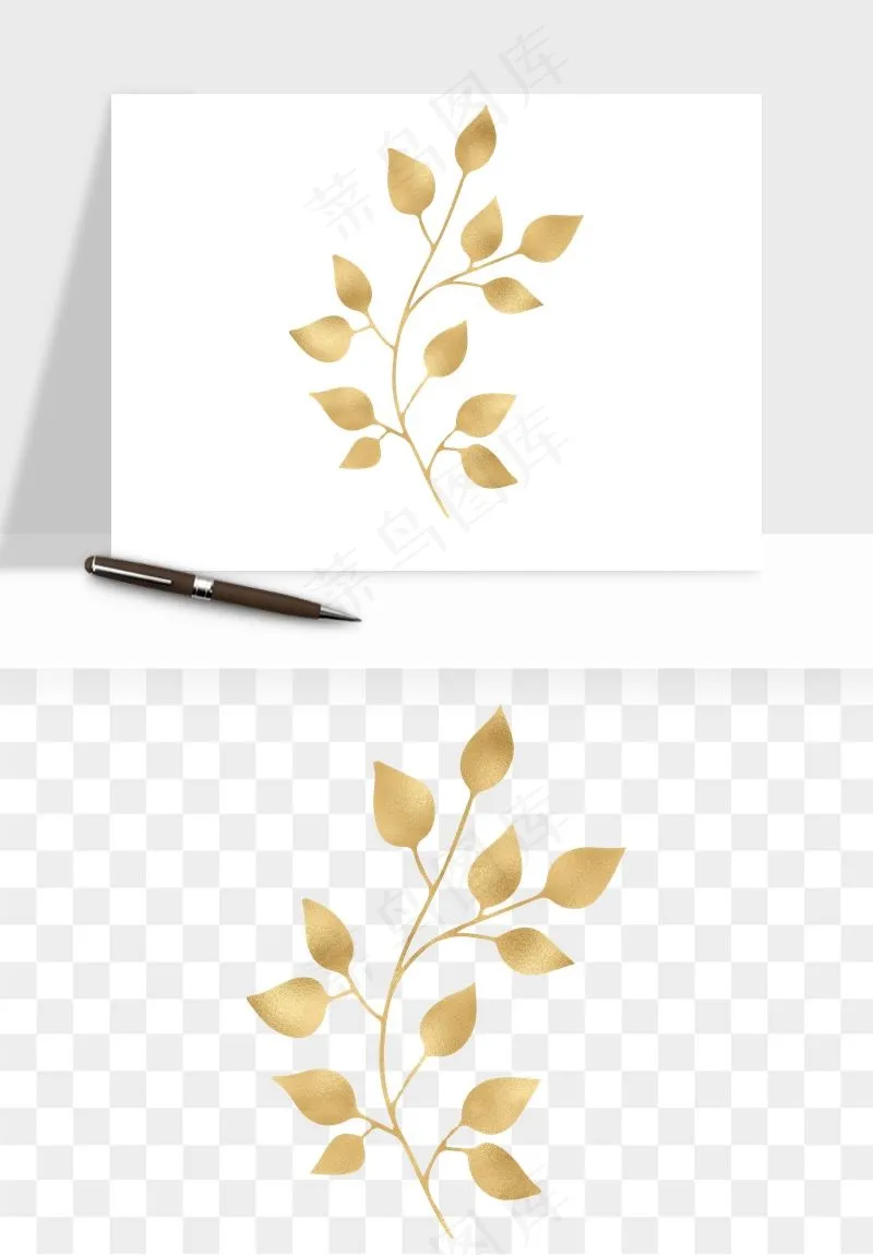 金色植物花环边框png免抠