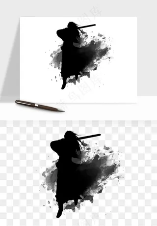 水墨江湖侠客武侠剪影png免抠