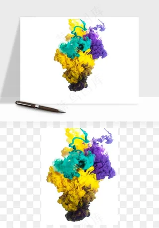 水彩泼墨涂鸦墨迹元素png免抠