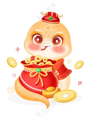 蛇年IP形象插画2025新春贺岁吉祥物蛇宝宝PSD分层图-46