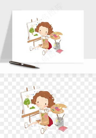 手绘画画少儿兴趣班png免抠