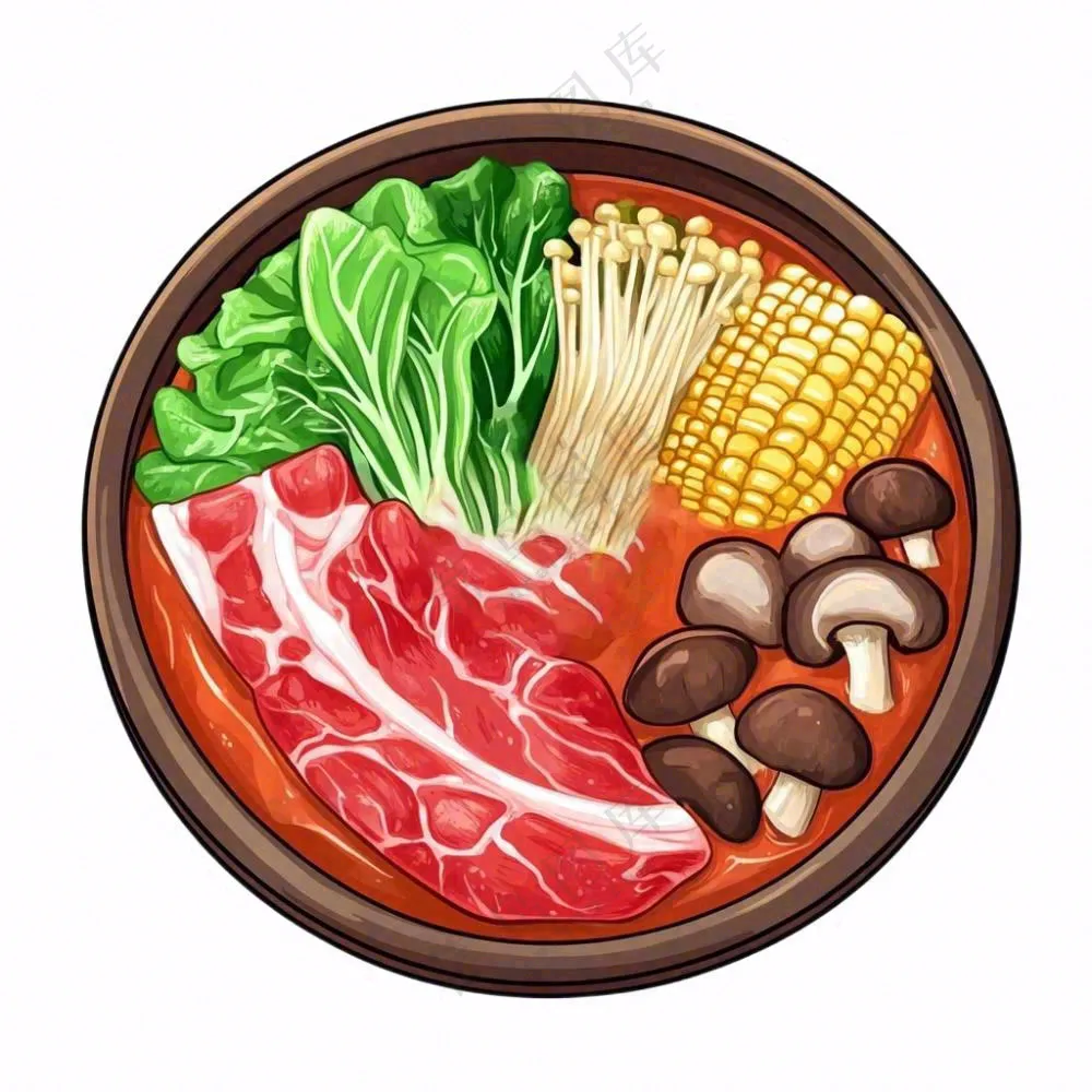 麻辣烫火锅烫菜美食插画免抠
