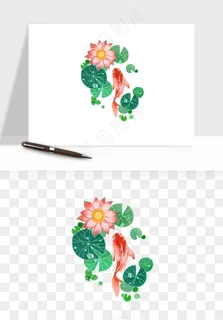 锦鲤鱼手绘水墨png免抠