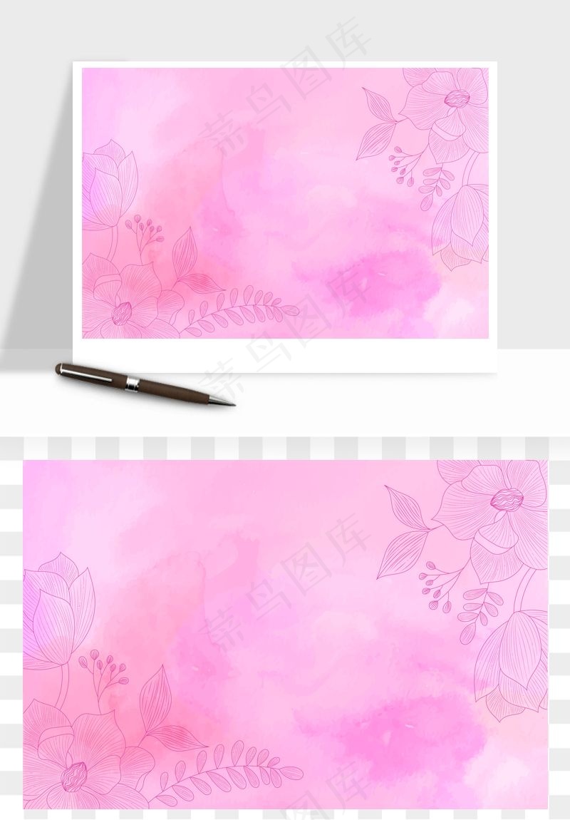 水彩花卉手绘矢量背景